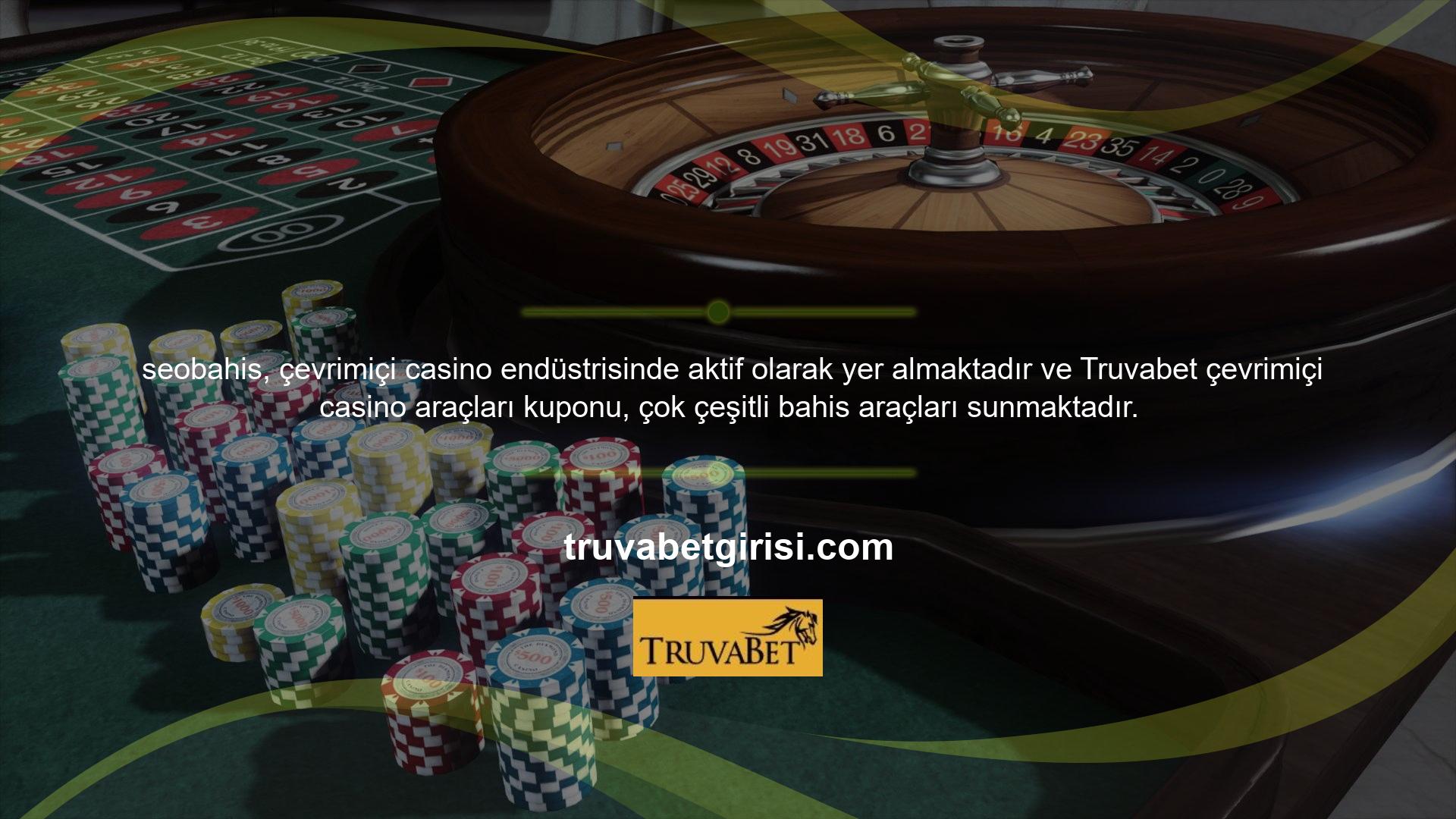 Truvabet çevrimiçi bahis, spor bahisleri ve çevrimiçi bahisler için sekmeler sağlar